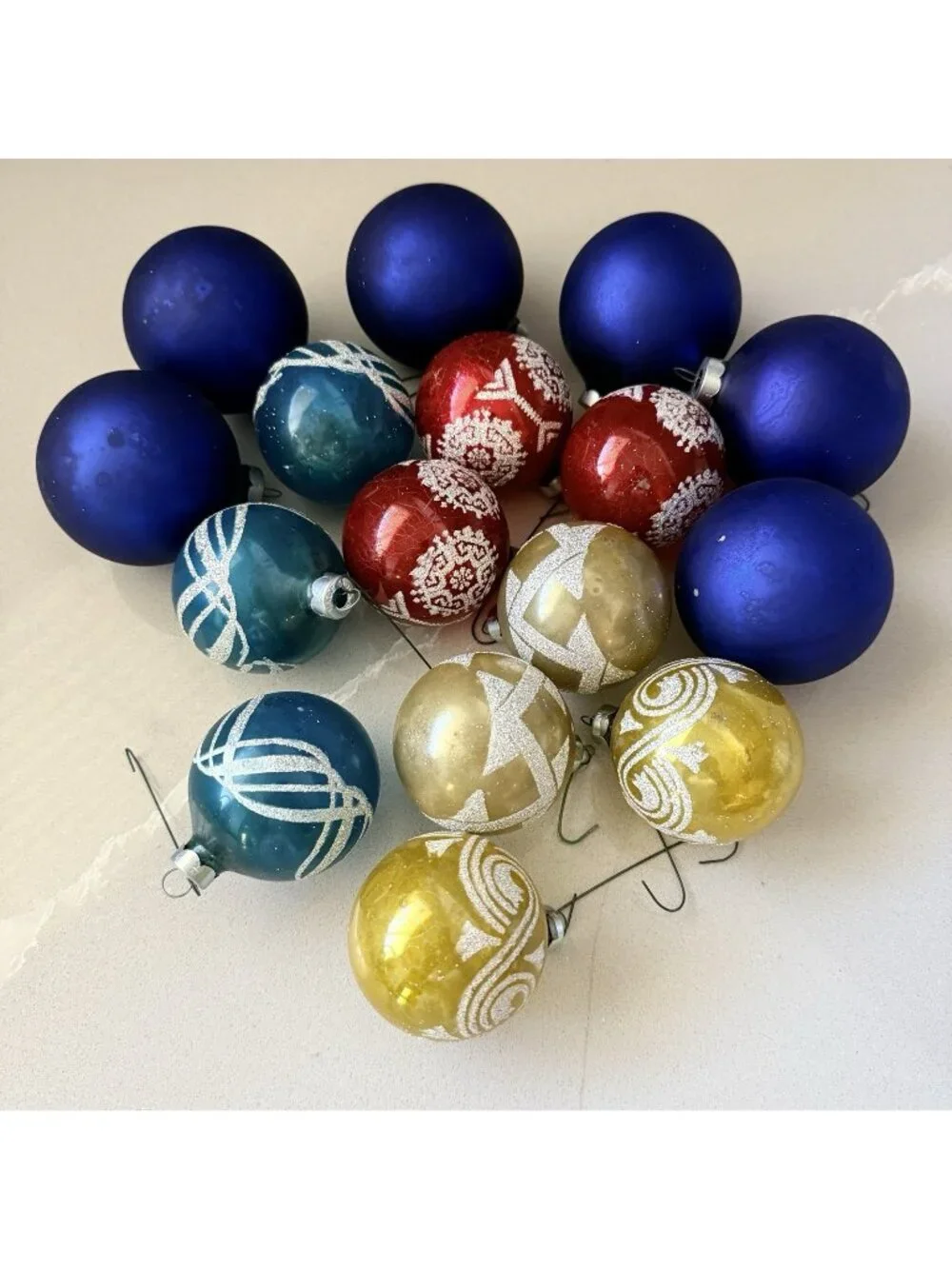 Vintage Lot Of 16 Shiny Brite Mercury Glass Handmade Christmas Ornaments
